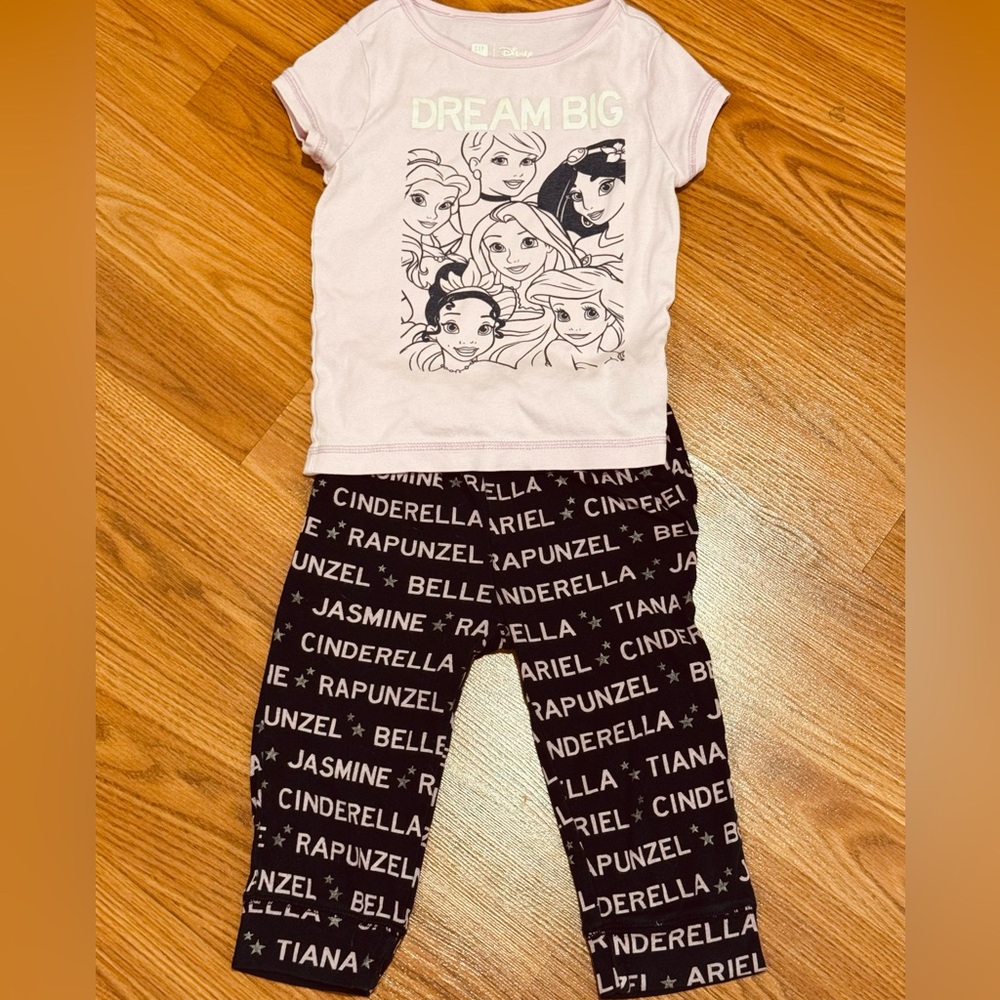 GAP Lilac and Navy Pajama Set with Disney Princesses